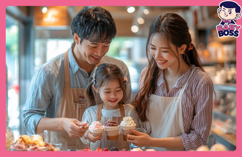 Gia đình sum vầy bên quầy kem tự chọn từ kem Ý Baby Boss