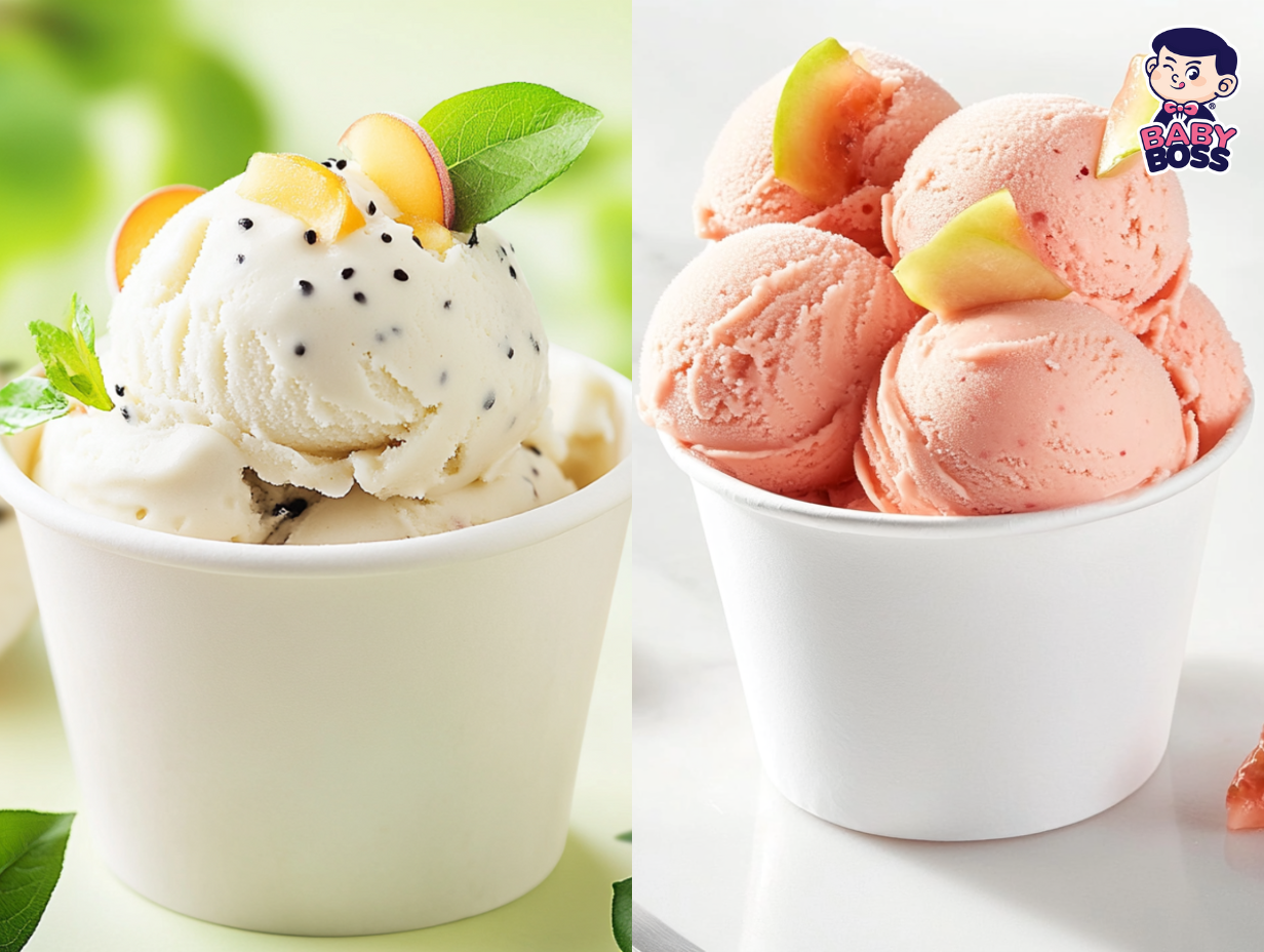 Kem Ý Gelato vị ổi hồng và mãng cầu tại Baby Boss