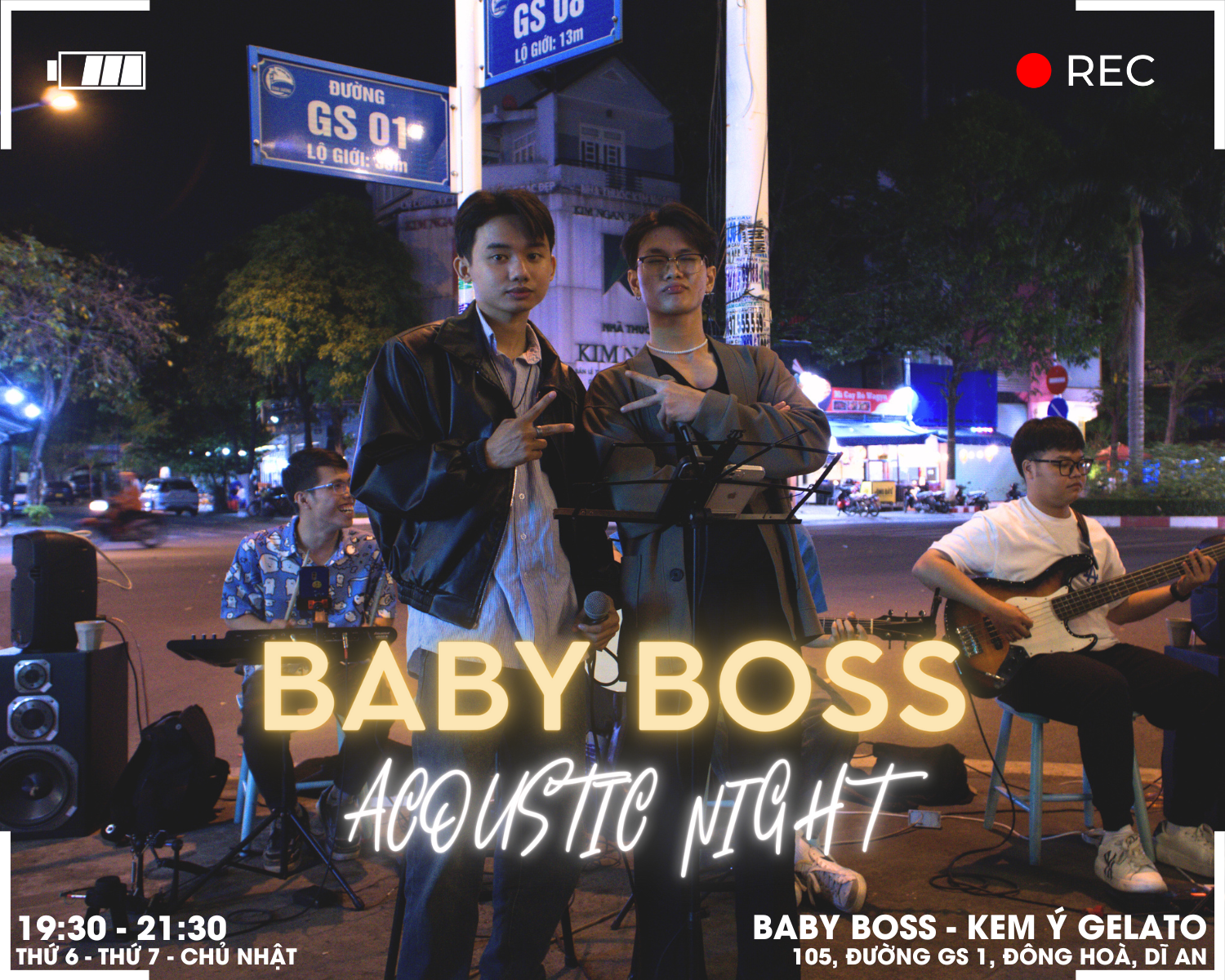 Ban nhạc Guitar Together biểu diễn tại Baby Boss Acoustic Night chi nhánh Dĩ An.