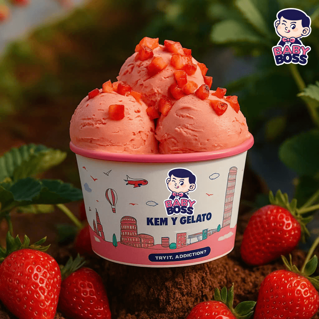 Discover the Refreshing Flavour of Strawberry Gelato at Baby Boss