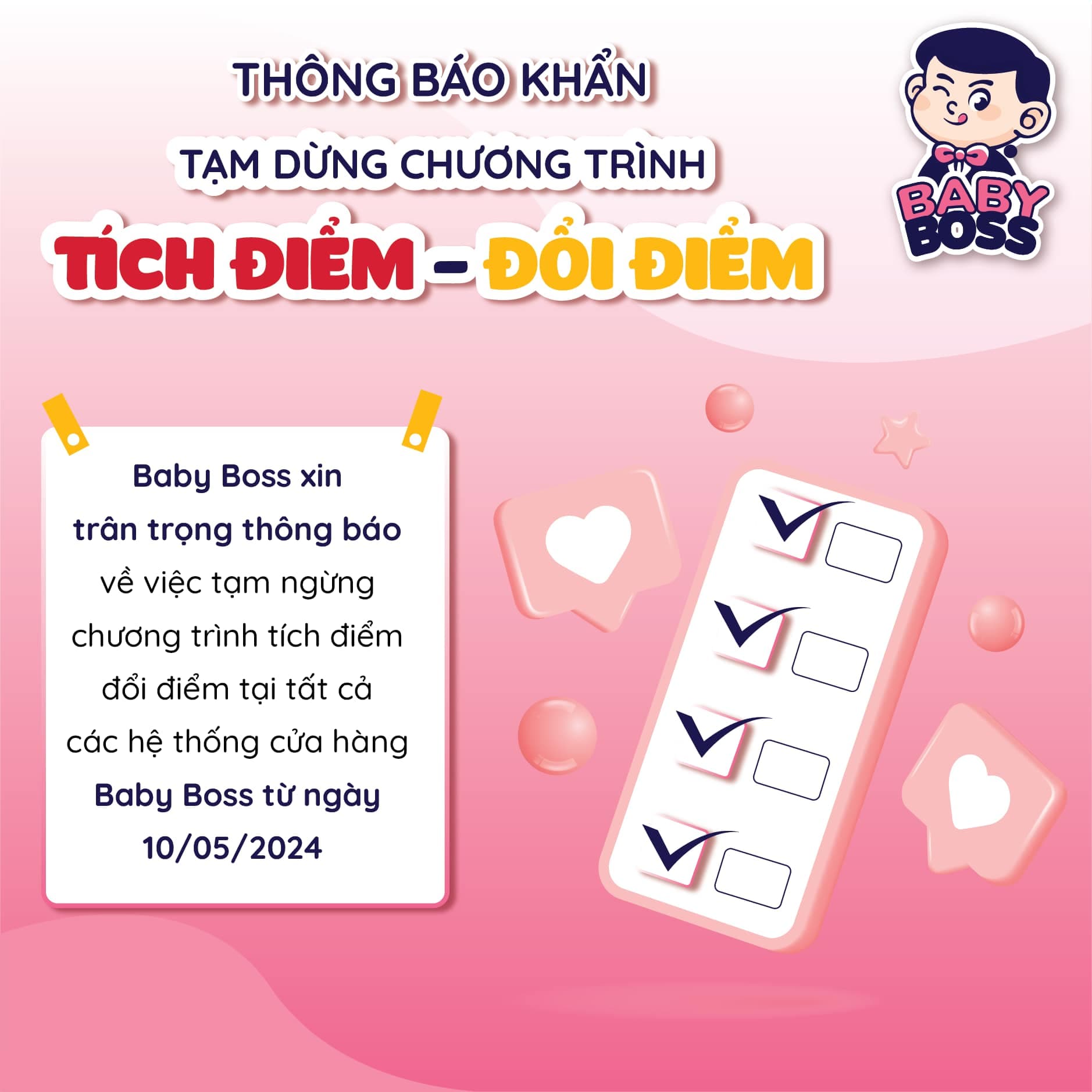 Pause the Baby Boss points-earning and points-redemption programme