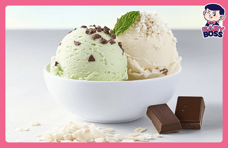 Mint Gelato combined with Coconut Gelato