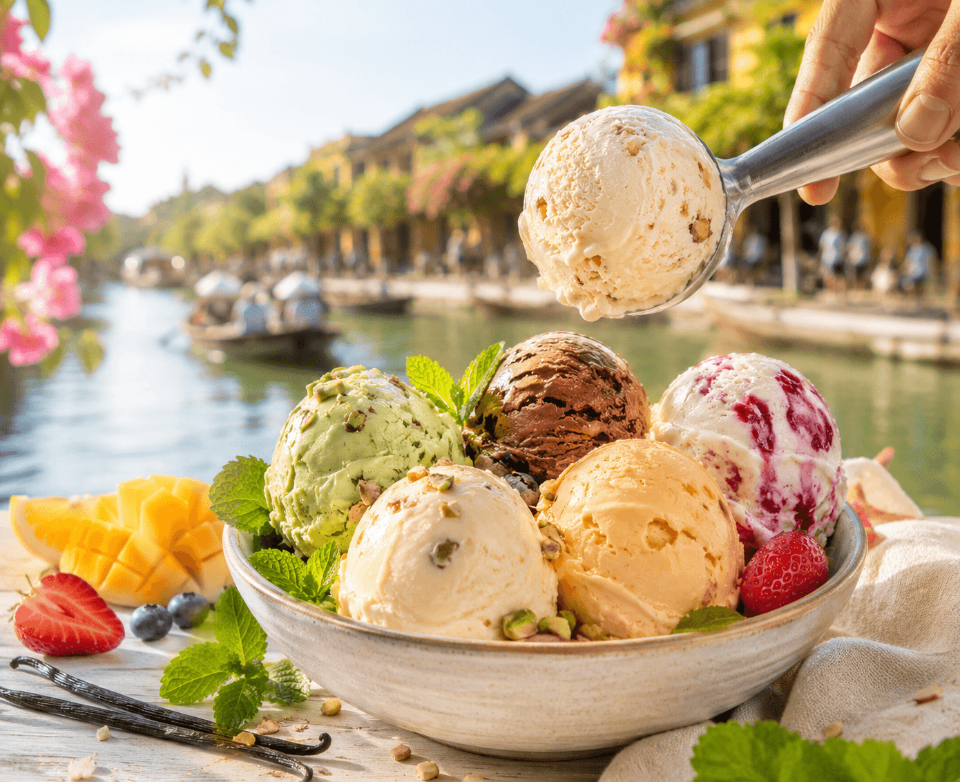 Gelato được phục vụ thủ công