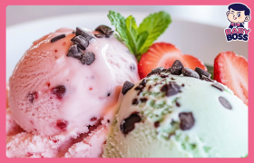 Gelato Dâu Tây kết hợp với Gelato Bạc Hà Chíp